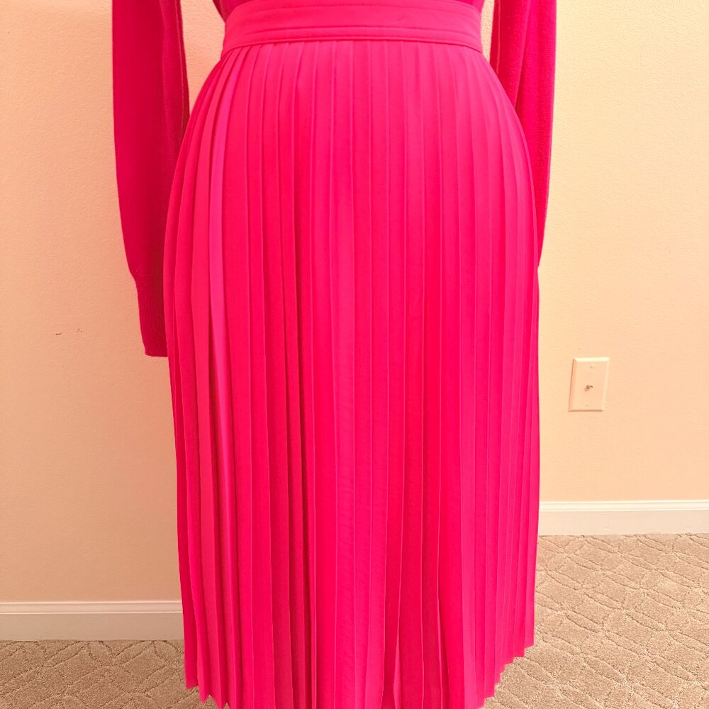 J. Crew Woman's Hot Pink Pleated Chiffon Skirt size 8P